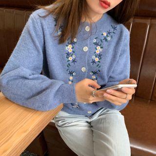 Floral Embroidered Buttoned Cardigan