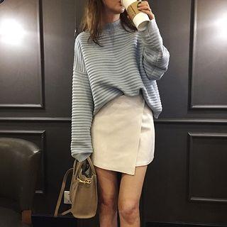 Plain Faux Suede Wrap Skirt