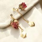 925 Sterling Silver Dried Rose & Leaf Dangle Earring