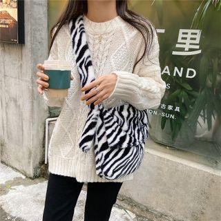 Zebra Print Furry Crossbody Bag