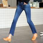 Hidden Band-waist Scallop-hem Semi Boot-cut Jeans