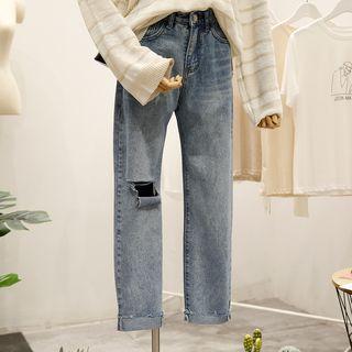 Ripped Fringe Wash Out Jeans