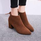 Chunky Heel Tie-back Ankle Boots
