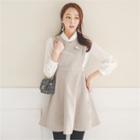 Inset Sleeveless Jumper Dress Mock-neck Blouse