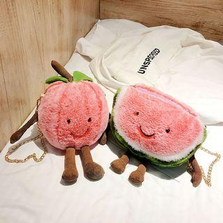 Chain Strap Furry Cartoon Fruit Crossbody Bag