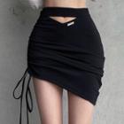 Cutout Drawstring Mini Skirt