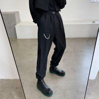Chain Strap Straight-leg Pants