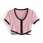 Set: Short-sleeve Contrast Trim Cropped Cardigan + Camisole Top