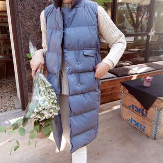 High-neck Padded Long Vest