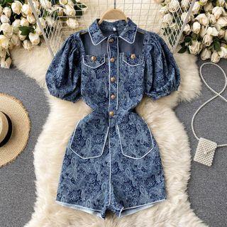 Patterned Short-sleeve Romper