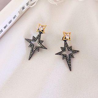 Rhinestone Star Dangle Earring 1 Pair - Stud Earrings - Black - One Size