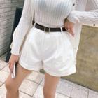 Pleated Roll-up Shorts With Belt