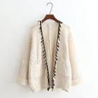 Tasseled Open-front Chunky Cardigan