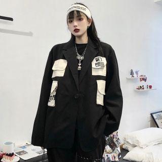 Couple Matching Contrast Pocket Blazer