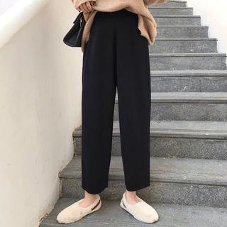 Wide Leg Knit Pants Black - One Size