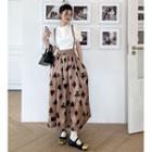 Short-sleeve Frilled Blouse / Pattern Jumper Skirt