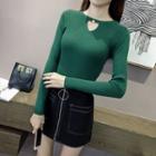Long-sleeve Open Front Knit Top