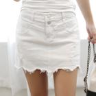 Inset-shorts Fray-hem Miniskirt