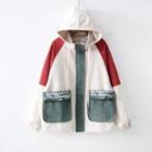 Lettering Hooded Zip Jacket Almond Red - One Size