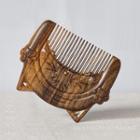 Cat Wooden Hair Comb Brown - One Size