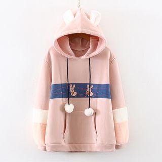 Rabbit Hoodie Fleece Lining - Pink - One Size