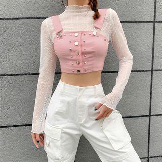 Mock Two-piece Embellished Crop Top