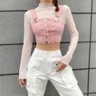 Mock Two-piece Embellished Crop Top