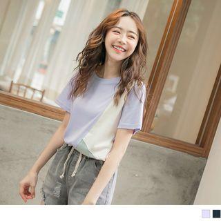 Color Block Short-sleeve Round Neck T-shirt
