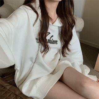 Sequined Lettering Chain Hoodie