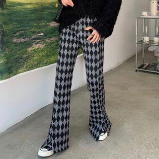 Plaid Straight-cut Pants Pants - One Size