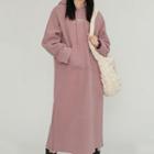 Plain Embroidered Lettering Hoodie Dress