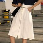 Short-sleeve Two-tone Zip-up A-line Dress