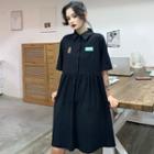 Pineapple Embroidered Short-sleeve Shirtdress
