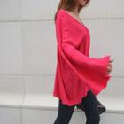 V-neck Slit-sleeve Empire Top