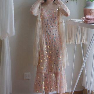 Spaghetti Strap Sequin Midi Mermaid Dress