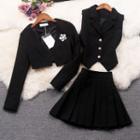 Cropped Jacket / Button-up Vest / A-line Skirt / Set