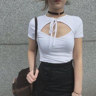 Short-sleeve Open Front T-shirt