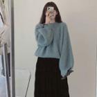 Set: V-neck Cardigan + Print Skirt