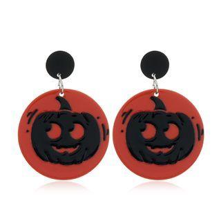 Pumpkin Acrylic Dangle Earring 1 Pair - Red & Black - One Size