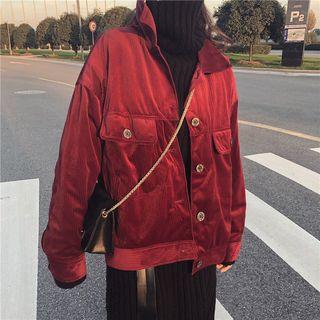 Pinstripe Button Jacket Wine Red - One Size