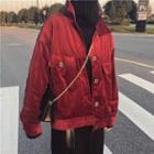 Pinstripe Button Jacket Wine Red - One Size