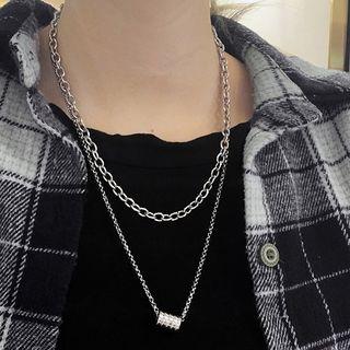 Set Of 2: Stainless Steel Pendant Necklace + Chunky Necklace 2 Piece - Necklace - One Size