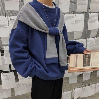 Couple Matching Mock Two-piece Two-tone Sweatshirt