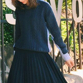 Long-sleeve Knit Panel Top