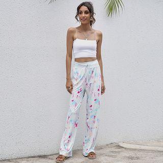 Tie-dyed Drawstring Straight Leg Pants
