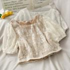 Square-neck Lace Crop Blouse