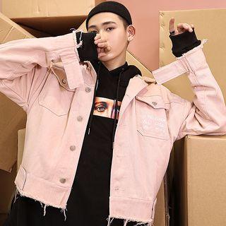 Lettering Crop Denim Jacket