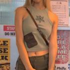 Flower Print Pocket Crop Tank Top