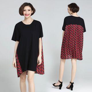 Short-sleeve Color Block T-shirt Dress