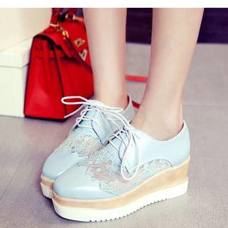 Lace Panel Lace-up Platform Shoes